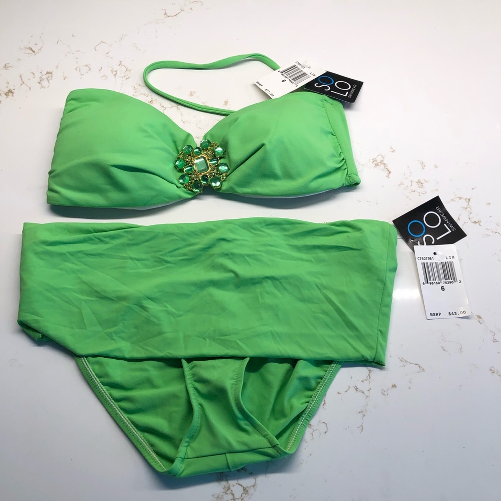 SOLO Swimwear Two Piece  Lime Bikini Set